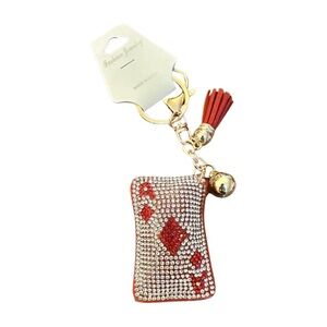 Glamorous Red and Silver Key Holder with Tassel